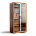 Houten kast met glazen deuren en 5 planken 180 x 90 x 40cm