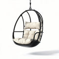 Hangstoel van kunststof met kussens in beige 80 x 70 x 100cm