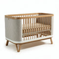 Houten ledikant met textielbekleding van katoen 120 x 60 x 75cm