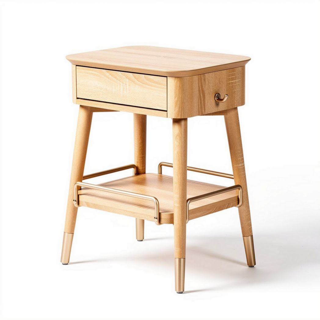Houten nachtkastje met lade en open opslagruimte 45 x 40 x 55cm