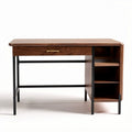 Houten bureau met metalen frame 120 x 60 x 75cm en open opbergvakken