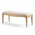 Houten bank met bekleding in een neutrale kleur 120 x 40 x 45 cm