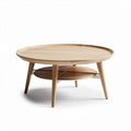 Houten salontafel met ronde vorm en onderpaneel 80 x 80 x 40cm